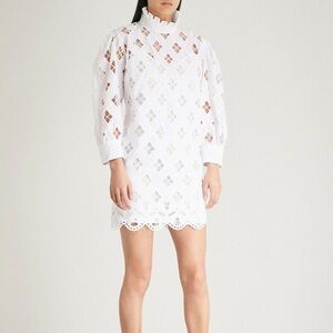 SANDRO PARIS | Houle Embroidered White Eyelet Dress
